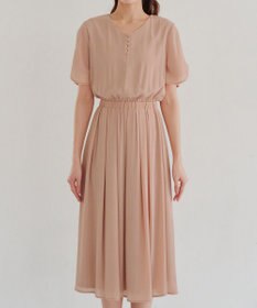 Tiaclasse 【洗える】花びらスリーブベルト付きワンピース