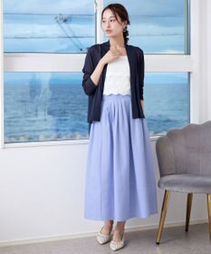 Tiaclasse 【選べる丈】麻調タックフレアスカート