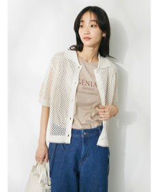 CRAFT STANDARD BOUTIQUE 配色メッシュニットカーディガン