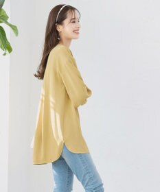 Tiaclasse 【洗える】とろみシャツチュニックブラウス