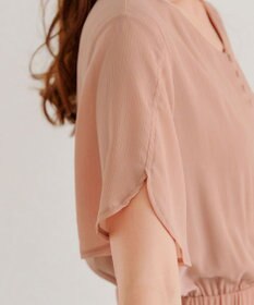 Tiaclasse 【洗える】花びらスリーブベルト付きワンピース