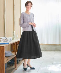 Tiaclasse 【選べる丈】麻調タックフレアスカート