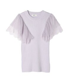 earth music&ecology 袖レースリブニットプルオーバー