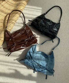 WEGO ギャザーリボンハーフムーンバッグ