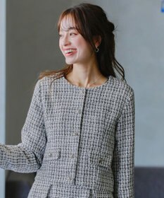 Tiaclasse 【洗える】ツイードノーカラージャレロ