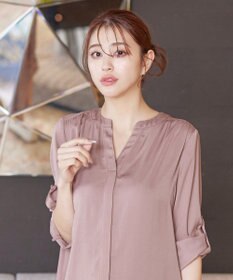 Tiaclasse 【洗える】ヴィンテージサテンチュニックブラウス