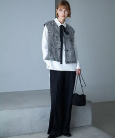 ICB マラボーテＷジョーゼット ボウタイ付きシャツカラートップス