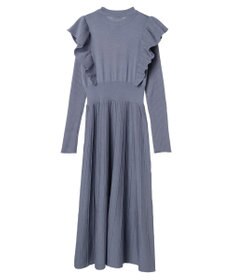 earth music&ecology ショルダーフリルニットワンピース