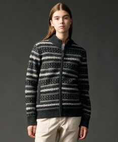 JOSEPH ABBOUD MOUNTAIN 【軽量/ソフト】ラム×モールジャカード ニットブルゾン