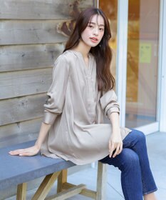 Tiaclasse 【洗える】ヴィンテージサテンチュニックブラウス