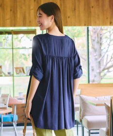 Tiaclasse 【洗える】ヴィンテージサテンチュニックブラウス