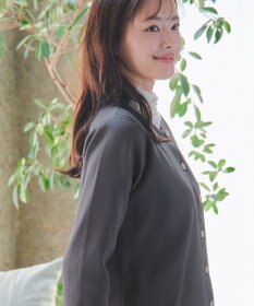 Tiaclasse L 【洗える】スポンジニットパールボタンカーディガン