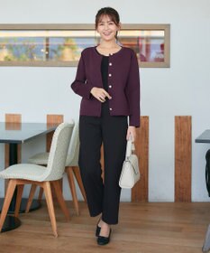 Tiaclasse L 【洗える】スポンジニットパールボタンカーディガン