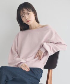 earth music&ecology ショート丈ワンポイント刺繍オフショルスウェット