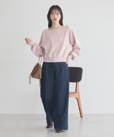 earth music&ecology ショート丈ワンポイント刺繍オフショルスウェット