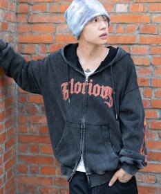 WEGO 【ユニセックス着用ITEM/MLサイズ展開】パウダーブリーチグラフィックZIPパーカー