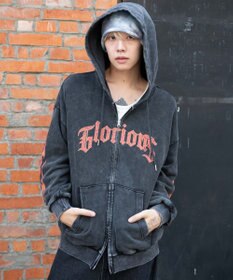 WEGO 【ユニセックス着用ITEM/MLサイズ展開】パウダーブリーチグラフィックZIPパーカー