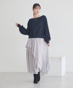 earth music&ecology ショート丈ワンポイント刺繍オフショルスウェット