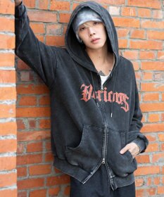 WEGO 【ユニセックス着用ITEM/MLサイズ展開】パウダーブリーチグラフィックZIPパーカー