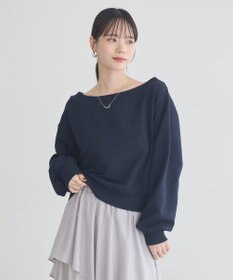 earth music&ecology ショート丈ワンポイント刺繍オフショルスウェット