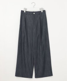 J.PRESS LADIES L 【洗える】セルロースシャンブレー ワイド パンツ