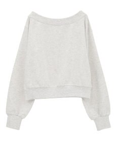 earth music&ecology ショート丈ワンポイント刺繍オフショルスウェット