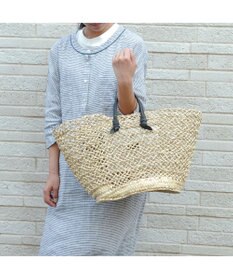 UNBILLION perche モロッコ椰子透かし編み×姫路レザー結びハンドルカゴバッグ