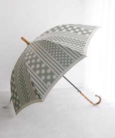 槇田商店 Kirie ドットとストライプ フォレストグリーン 長傘