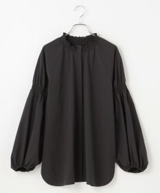 #Newans 【洗濯機可／撥水】シャーリングネック ボリュームスリーブシャツ