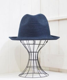 石田製帽 【UNISEX】インディゴ染め和紙ブレード 中折れ ソフトハット