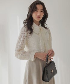 組曲 S 【WEB限定】フラワーラッセルレースシャツライク ブラウス
