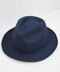 石田製帽 【UNISEX】インディゴ染め和紙ブレード 中折れ ソフトハット