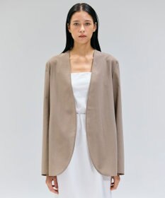 BEIGE， 【洗える/接触冷感/速乾/UVケア対応・Precious 8月号掲載】BATEAU / ボタンレスノーカラジャケット Taupe