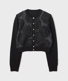 GRACE CONTINENTAL ローズ刺繍ニットカーディガン