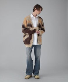 WEGO 【ユニセックス着用ITEM/MLサイズ展開】モヘアタッチパターンカーディガン