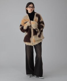 WEGO 【ユニセックス着用ITEM/MLサイズ展開】モヘアタッチパターンカーディガン