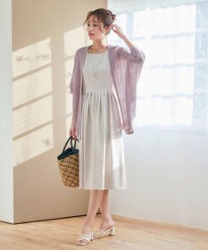 Tiaclasse L 【洗える】メッシュ編みニットドルマンカーディガン