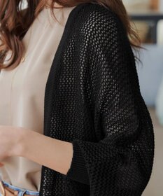 Tiaclasse L 【洗える】メッシュ編みニットドルマンカーディガン