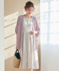 Tiaclasse L 【洗える】メッシュ編みニットドルマンカーディガン