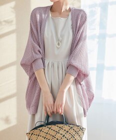 Tiaclasse L 【洗える】メッシュ編みニットドルマンカーディガン