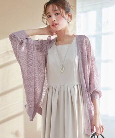 Tiaclasse L 【洗える】メッシュ編みニットドルマンカーディガン