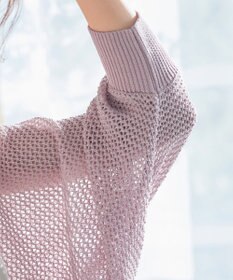 Tiaclasse L 【洗える】メッシュ編みニットドルマンカーディガン