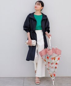 ANY SIS S 【撥水・汗ジミ防止・UVケア・洗える】スーピマスムース 袖タック Tシャツ