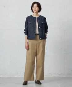 J.PRESS LADIES 【洗える】セルロースシャンブレー ノーカラー デニム ジャケット