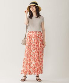 自由区 S 【ウエストゴム・洗える】オルタンシアフルールプリント スカート