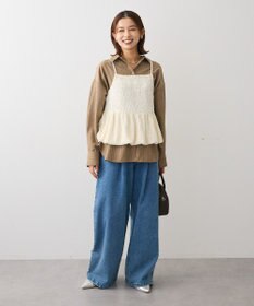 Green Parks シルキータッチストライプシャツ