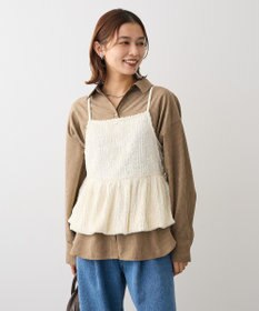 Green Parks シルキータッチストライプシャツ