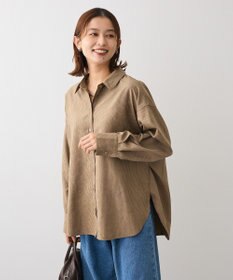 Green Parks シルキータッチストライプシャツ