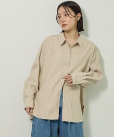 Green Parks シルキータッチストライプシャツ