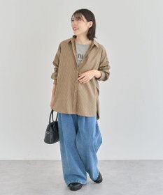 Green Parks シルキータッチストライプシャツ